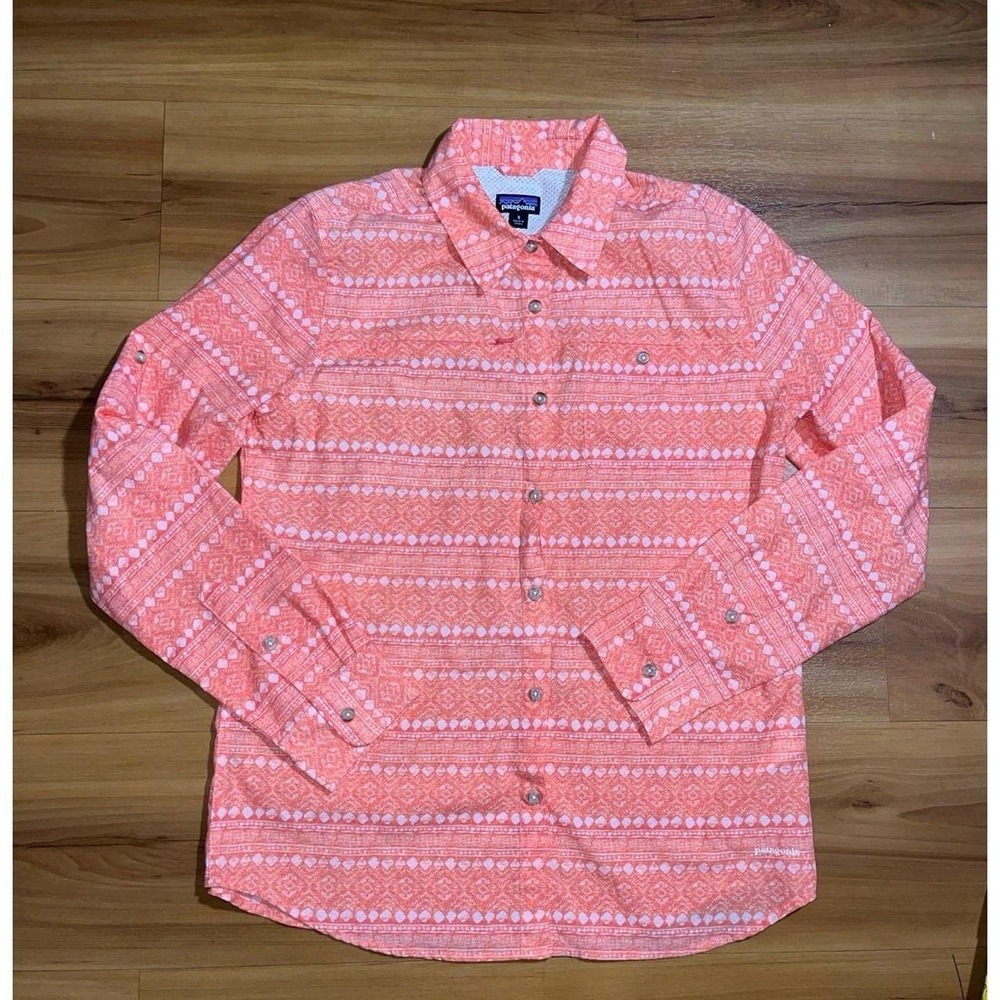Womens Patagonia Island Hopper Utility Button Up Geometrical Pattern Shirt